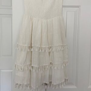 Beautiful white strapless smocked dress